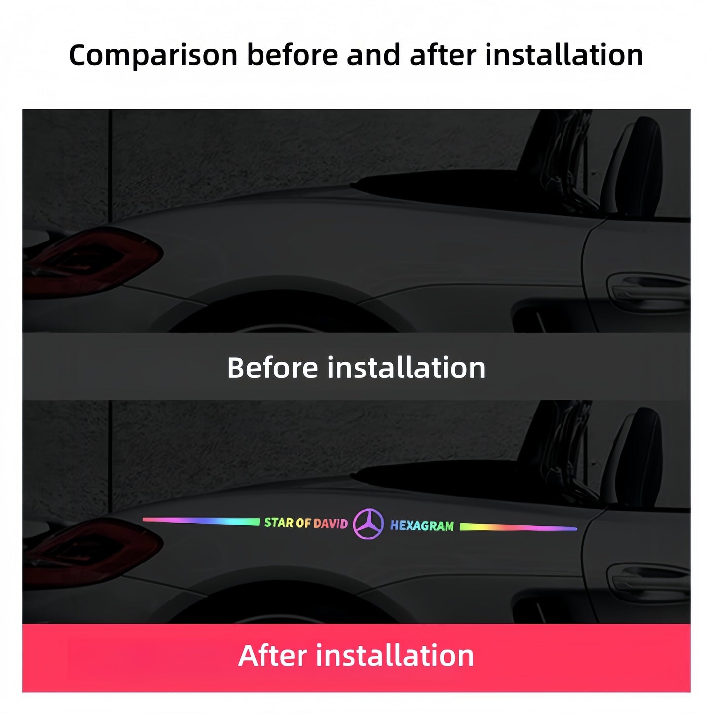 Car logo colorful stickers, car color-changing laser reflective car stickers, personalized A-pillar car door and hood stickers.