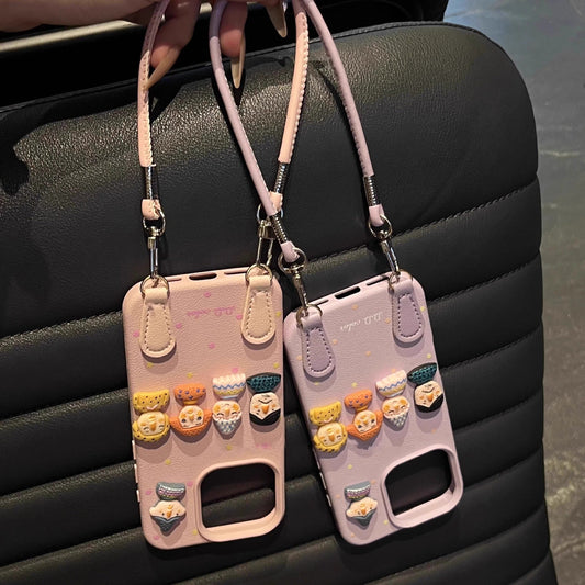 Dopamine Doll Leather Portable Phone Case for iPhone