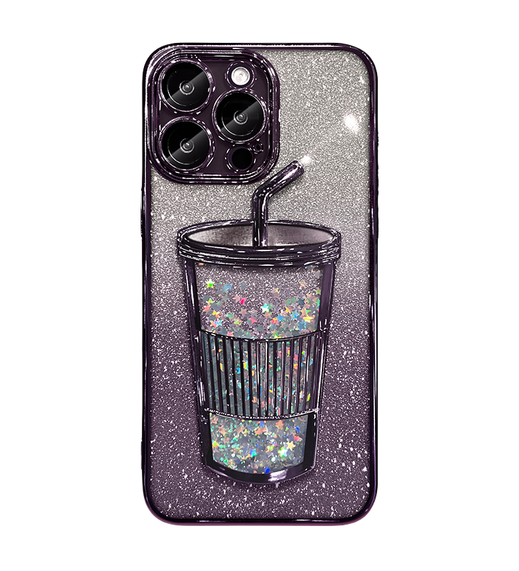 Glitter quicksand milk tea cup mobile iPhone case