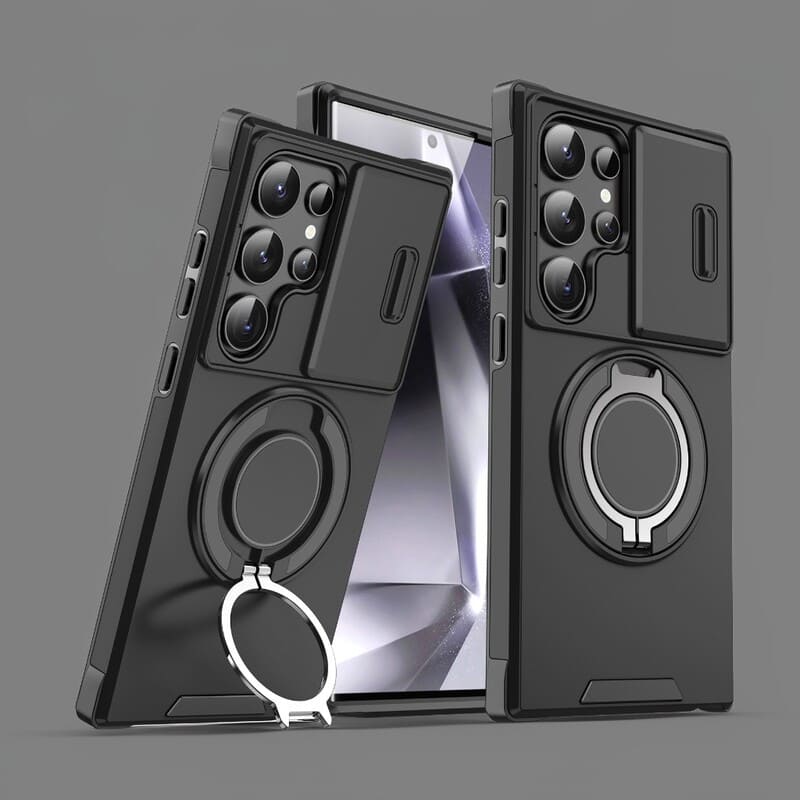 Shockproof Magnetic Samsung Case with Camera Cover & Kickstand