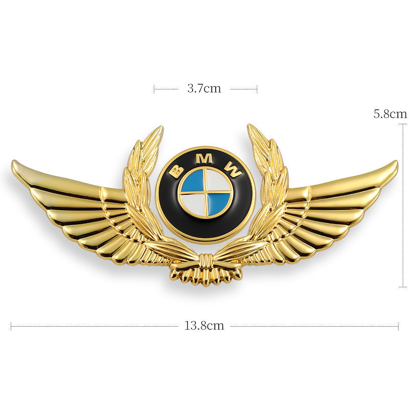 3D car gold body stickers to block scratches decorative stickers wings side label car logo stickers