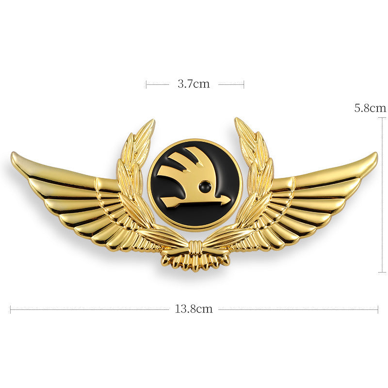 3D car gold body stickers to block scratches decorative stickers wings side label car logo stickers